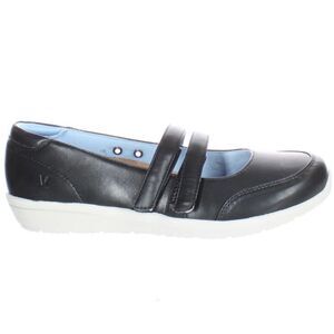 Vionic Double Strap Cala Black Leather Mary Jane Wedge Shoes 7.5